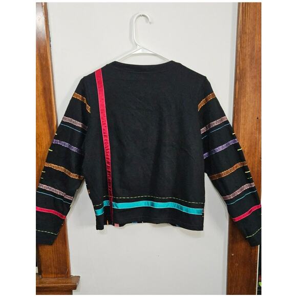 VTG 90s Michael Simon Lite Womens Cardigan Ribbon Plaid Sz Medium 100% Cotton - Picture 11 of 12